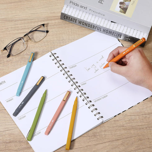Mr. Pen Aesthetic Pens, 6 Pack, Black Ink, Fast Dry, No Smear Fine Point Ballpoint Pens for Note Taking