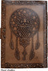 Blank Book of Shadows Journal with Dream Catcher and Owl, Leather Witchcraft Grimoire Sketchbook, 7x5