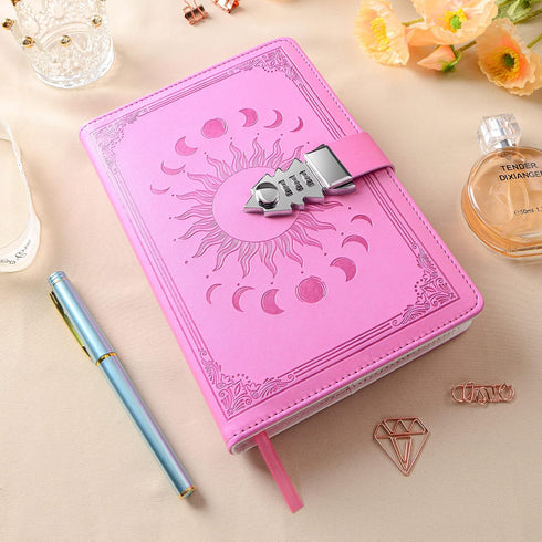 Women,A5 224 8.5" 5.9" ZXHQ Journal with Lock for Girls Pages Lock Diary, Colorful Edge, Refillable, Leather Hardcover