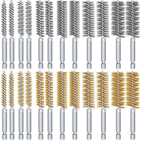 24 Pieces Bore Brush for Drill, Wire Cleaning Brush Set, Stainless Steel Cleaning Brush for Power Drill