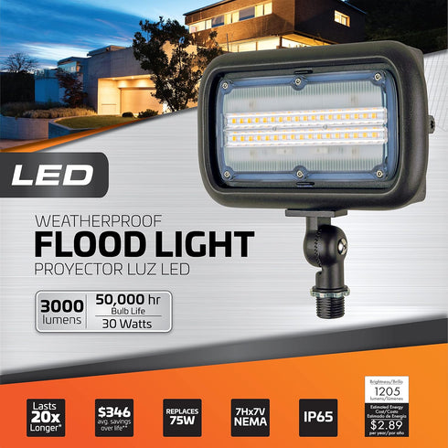 WW30BRZ 30-Watt Newhouse Lighting Outdoor LED Wall Wash Flood Light, Weatherproof, Bronze
