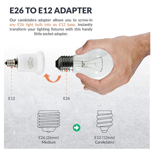 5-Pack E12 E26 Bulb E12 E26/E27 Bulb 120V/220V Newhouse Lighting to Light Socket Adapter, Candelabra to Medium Socket