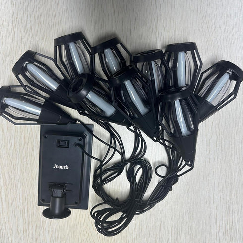 21Ft 10 Bulbs, Jnaurb Solar String Lights for Outside, Patio Lights with Flickering Flame Light Waterproof Warm White