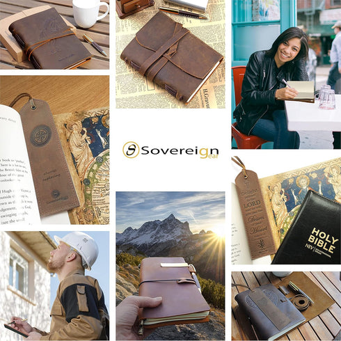 Leather Bound Journal Gift Set with USA Flag & Eagle, Handmade Vintage Notebook with Pen, A5 (300 Pages)