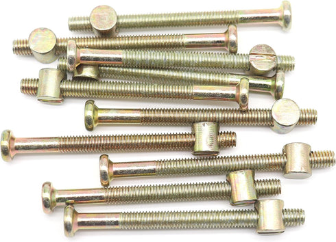 10-Pack M6-1.0 x 75mm Allen Head Furniture Cot Crib Bed Bolt Barrel Nut, Zinc Plated Hex Key Drive Socket Cap Screws