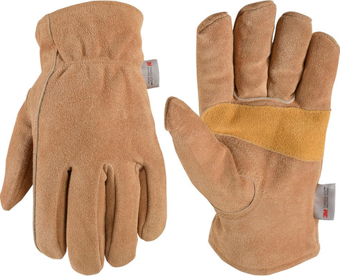 Wells Lamont Men's Insulated Split Cowhide Winter Leather Work Gloves, Extra Large (1080), Brown