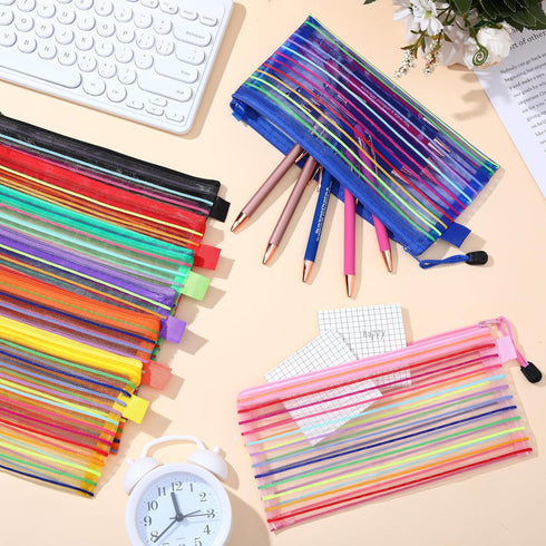 Glenmal 72 Pack Zipper Mesh Pouch, Multipurpose Storage Bag for Office Classroom Supplies