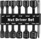 14PC Power Magnetic Nut Driver Drill Bit Set, Metric & SAE Socket for 1/4" Driver Hex