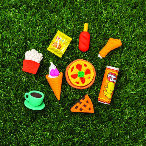 Raymond Geddes Snack Attack II 3D Erasers - 54 per Bag, 9 Quirky Snack-Themed Designs