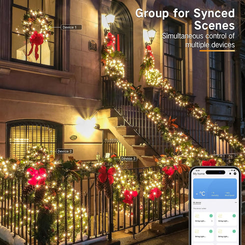 98.4FT 300 Brizled Smart Christmas Lights, LED Color Changing Christmas Lights with APP/Voice Control, Warm White