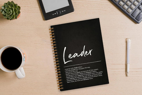 Leader Definition Lined Hardcover College Ruled Spiral Notebook Journal, 5.5×8.3 Inch, Best Leader Gifts