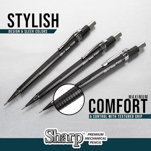 Pentel Sharp Mechanical Drafting Pencil, 0.9 mm, Yellow Barrel, 2/Pack