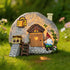 4 Fairy Garden Accessories Gnome House Pcs Kit, Solar Statues with Openable Door for Yard Lawn Patio, Resin Stone
