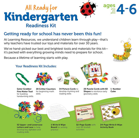 Learning Resources All Ready for Kindergarten Readiness Kit - Classroom Must Haves, Toddler Activities, Homeschool