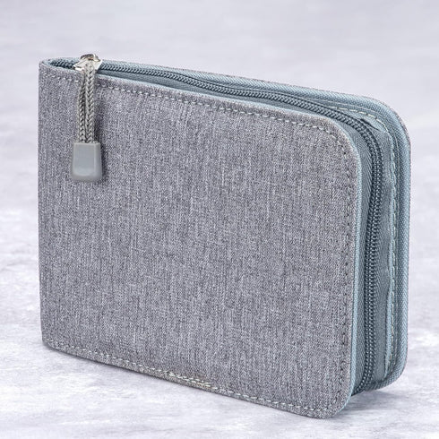 Lanxivi 12 Fountain Pen Case, Waterproof Canvas Pen Display Holder Organizer Bag, Gray Color
