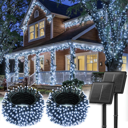 2 Pack 144Ft 400 8 Brightown Solar Christmas String Lights Outdoor, Total LED Twinkle Fairy Lights Waterproof