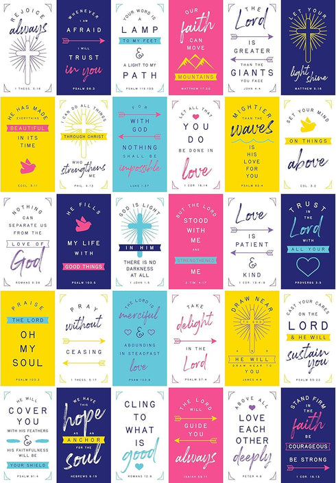 Bible Verse Cards - 60 Unique Inspirational Scripture Messages (3.5 inch x 2 inch Cards)