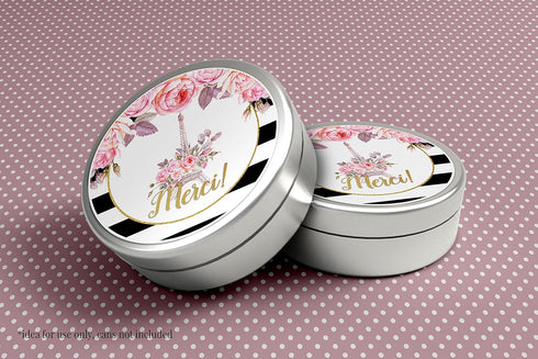 Ooh La La Paris Thank You Sticker Labels - 40 2" Party Circle Stickers by AmandaCreation for Party Favors, Envelope