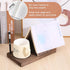 LETUBUYU Wooden Triangle Bookmark with Drink Holder, Night Stand Book Holder, Recipe Holder, Brown Wood Rest
