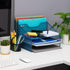 Mind Reader Desktop Organizer, Vertical File Holder, Paper Trays, Metal Mesh, Turquoise