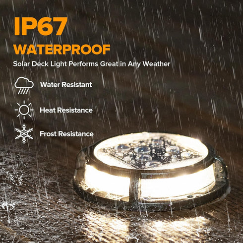 4 Pack 12 IP67 LUTEC Solar Driveway Lights, LEDs Waterproof Outdoor Solar Dock Driveway Marker Lights for Step