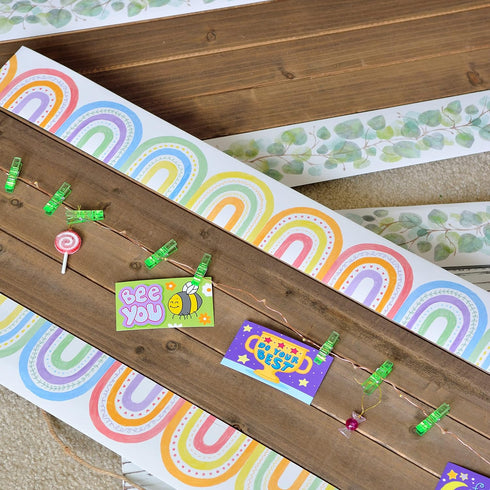 Youngever 52.5 ft Bulletin Board Borders, Rainbow Design for Classroom Decoration