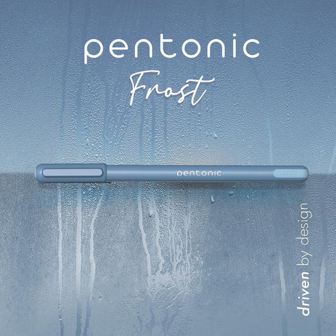 Pentonic Ballpoint Pens, 10 Count, Frosted Pale Blue Barrel, 0.7 mm Fine Point for Journaling & Note Taking