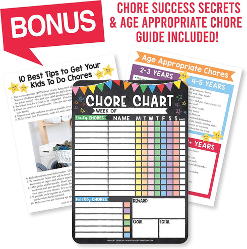 Magnetic Chore Chart for Kids, Dry Erase Reward System for Adults, Fiesta Chalk Responsibility Board for Family