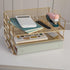 Martha Stewart Ryder 3 Tier Desk Letter Tray Organizer, Stackable Steel Mesh Inbox Tray for Files and Papers (Gold)
