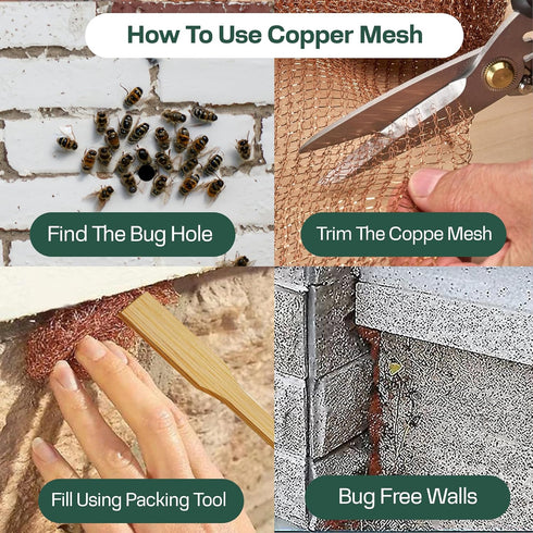 Copper Mesh Rodent Control Kit, 5 Inch x 35ft Rustproof Copper Wool Blend, DIY Hole Filler with Precision Scissors and