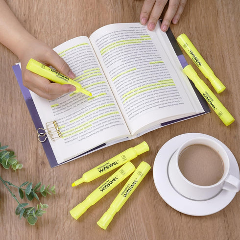 Highlighters Bulk, 24 Pack Tank Style Highlighters Set, Fluorescent Yellow Chisel Tip Markers for School Supplies