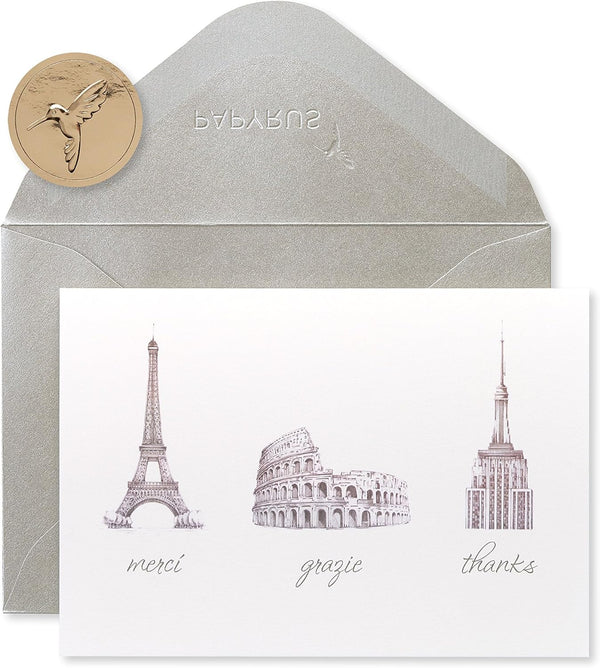 Papyrus Thank You Cards with Envelopes, World Icons, 14-Count