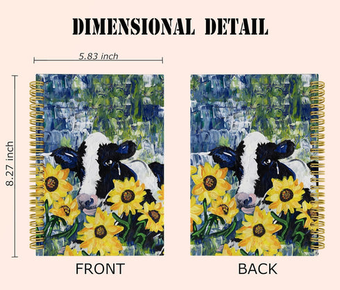 Knibeo Cow Notebook Journal, Cow Gifts for Women Girls, Cow Lovers, Floral Cow Spiral Journal Notebook 5.5x8.3