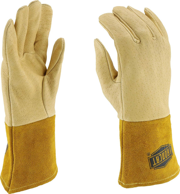 IRONCAT 6021 Pigskin MIG Welding Gloves Medium, Natural, Insulated Top Grain, Kevlar Construction, Straight Thumb