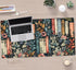 DKPXFG 31.5" 15.7" Floral Books Desk Mat Reading Desk Pad Mouse Mat XXL, Colorful Mouse Keyboard Pad Flower Bookshelf