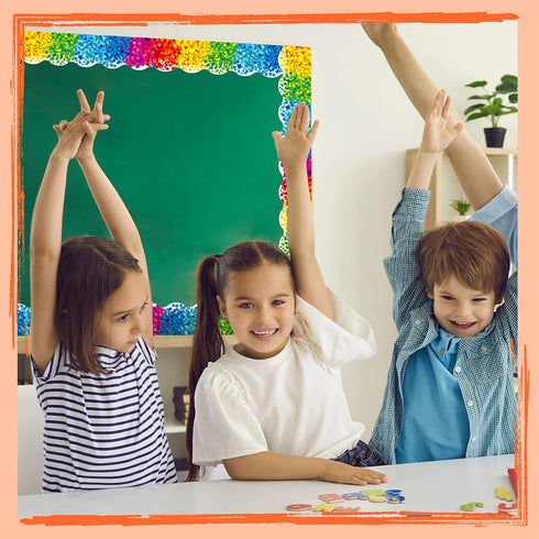 ERKE 60 Feet Bulletin Board Borders, Confetti Scalloped Rolled Border Trim for School, Classroom & Office Decoration
