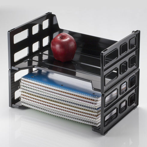 Officemate Recycled High Capacity Letter Tray, Set of 2 (26056), Black