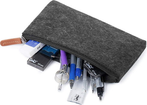 Mr. Pen - 3 Pc Black Felt Small Zipper Pen Case, Canvas Pencil Bag for Office Supplies