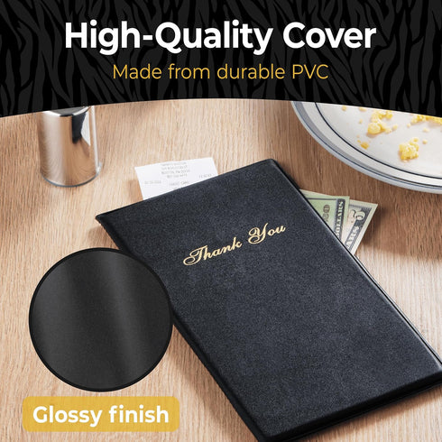 5.5" 10" 20 Pack, Gold Lion Gear Restaurant Check Presenters - Guest Check Card Holder with Gold Thank You Imprint - x