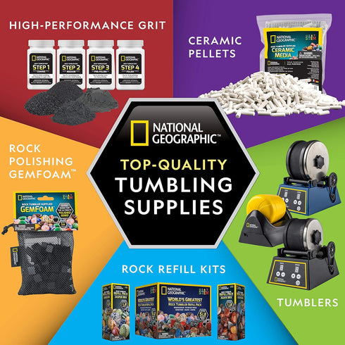 NATIONAL GEOGRAPHIC Rock Tumbler Media, Ultimate Rock Polishing Supplies Kit, 1.5 Pounds of Ceramic Pellets, 4 Stage