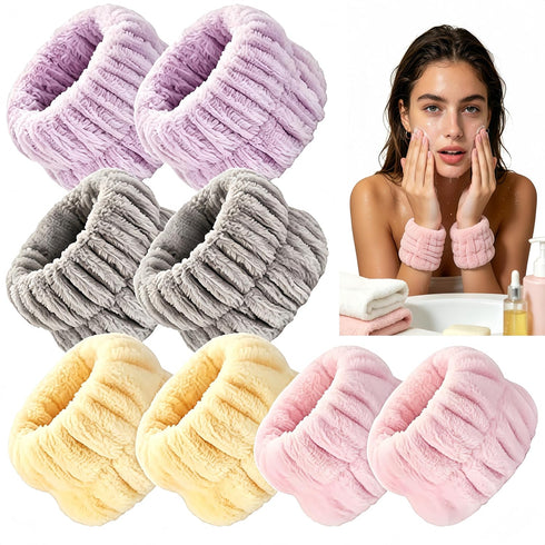 luvilly 4 Pairs Absorbent Microfiber Wrist Bands, Skincare Wristbands Face Washing Wrist Towels,