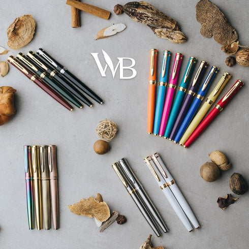 Wordsworth & Black Fountain Pen Kit, 18K Medium Gold Nib, Includes 24 Ink Cartridges and Gift Box, Golden Brown