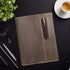 Leather Refillable Journal Cover for Moleskine Cahier XXL, Handmade Gift Set with Stylish Pen and Card Holder