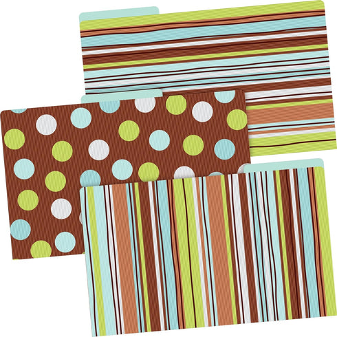 BARKER CREEK Legal-Size Designer File Folders, 9 Folders in Pkg, 3 Each of 3 Designs (2509), Blue, 1/3 Cut Tabs