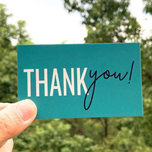 RXBC2011 Pack 100 Thank You for your support Cards Handwritten Lettering Design Thank you small business Card of (Aqua)