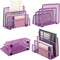 EASEPRES 2 Pack Desk Mail Organizer, Purple Metal Mesh Small Letter Sorter with 3 Vertical Compartments