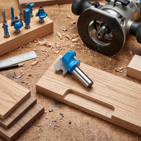 1/2 inch Woodworking Router Bit with PTFE Coating, Shank, Finger Pull Design for Wood Grooving