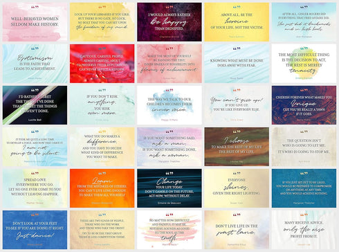 FOCUS AND ZEAL Note Cards About Powerful Women, Motivational Educational Card Set of 30, 3 x 5 Inch