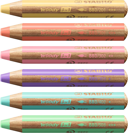 STABILO Woody 3 in 1 Pencil, Pastel Pink for Versatile Use