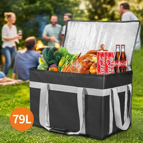 CIFMORE 2 Pack XXXL Insulated Food Delivery Bag with Removable Hard Bottom, Reusable Insulated Grocery Bag for Hot